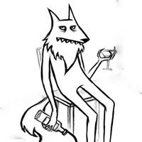 Wolf with wine